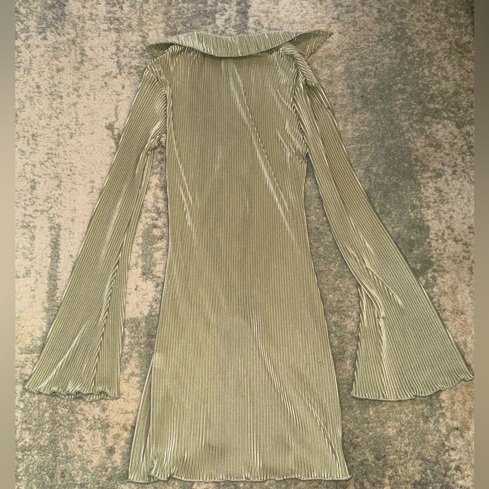 Princess Polly Sage Green Ribbed Long Sleeve Dress - Picture 8 of 8